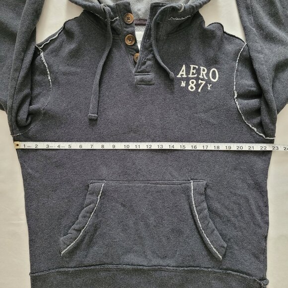 Aeropostale Womens Dark Gray Pullover Hoodie With Buttons Size Medium - Picture 7 of 10